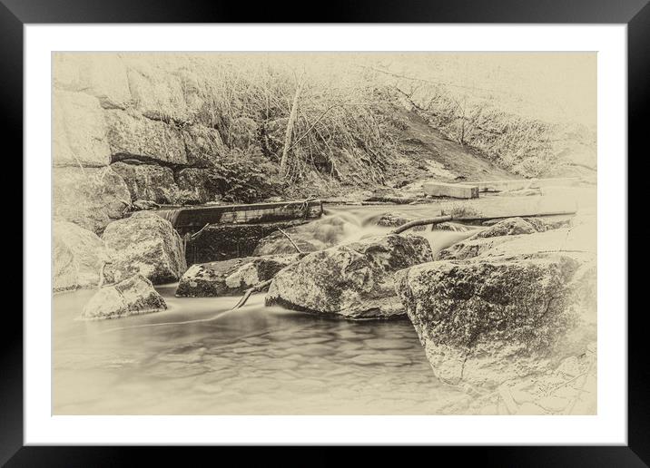 Caradocs Falls 1 Antique Framed Mounted Print by Steve Purnell