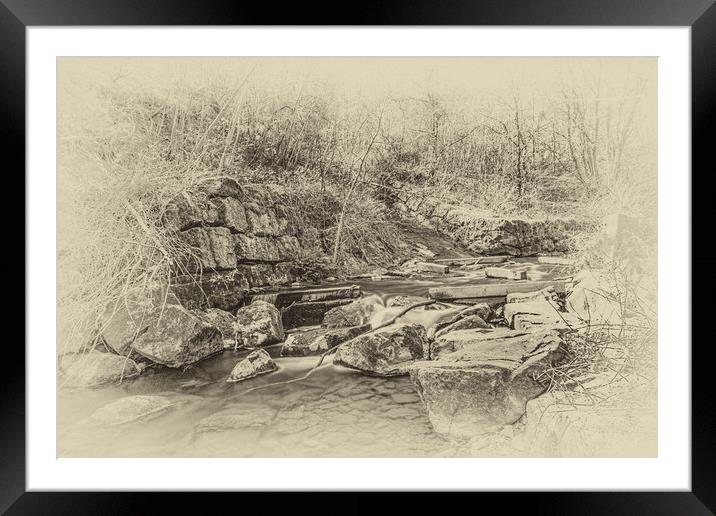 Caradocs Falls 2 Antique Framed Mounted Print by Steve Purnell