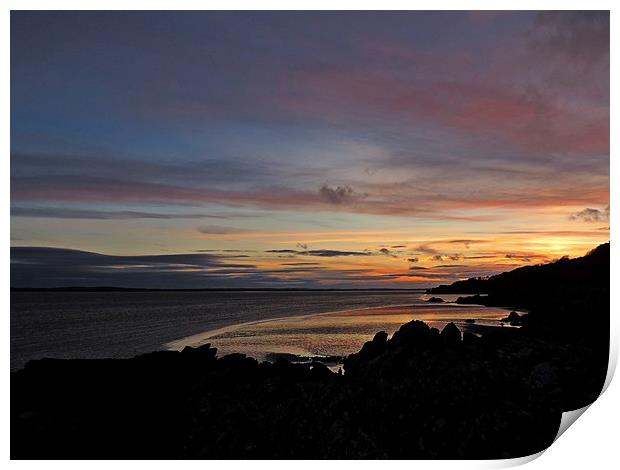 Sunset over the Fleet estuary towards Wigtown Print by Andy Smith