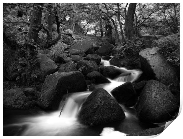 Padley Gorge in Black and White Print by Simon Gladwin