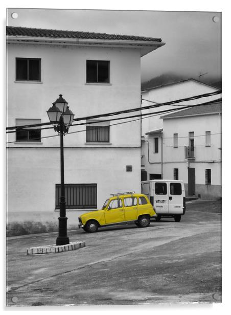 Yellow car Acrylic by Igor Krylov