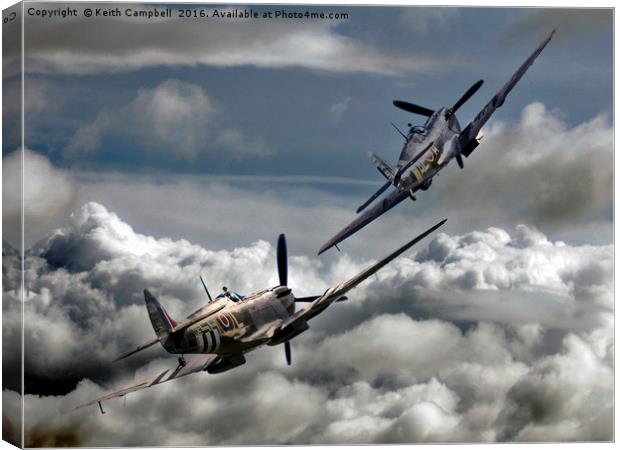 Spitfire Tailchase Canvas Print by Keith Campbell