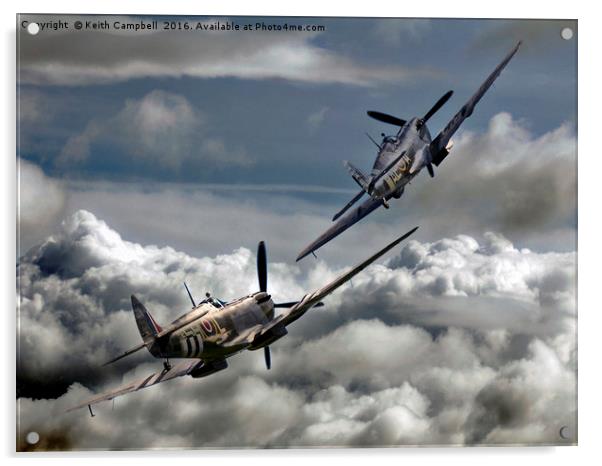 Spitfire Tailchase Acrylic by Keith Campbell