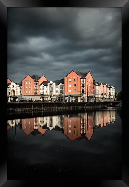 Darkening skies on the Exe Framed Print by Andy dean