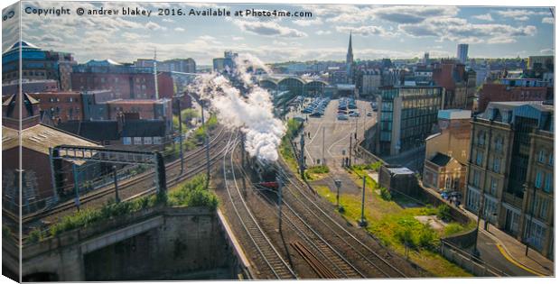 The Mighty Flying Scotsman on Its Journey to Edinb Canvas Print by andrew blakey