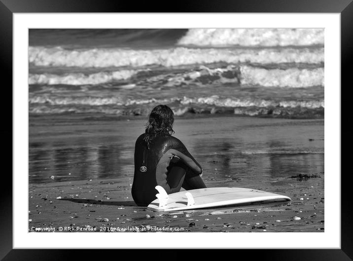 Surfer Girl Framed Mounted Print by Rick Penrose
