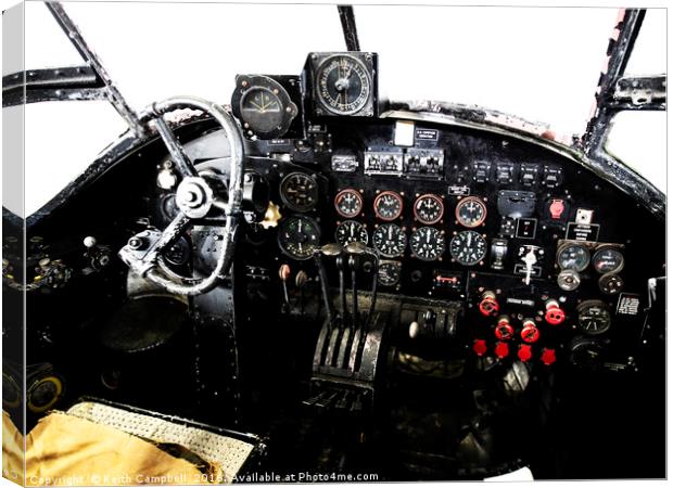 RAF World War 2 AVRO Lancaster cockpit Canvas Print by Keith Campbell