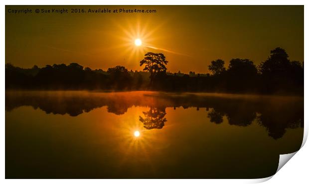 Golden mist Sunrise at Beaulieu Mill Pond, New For Print by Sue Knight