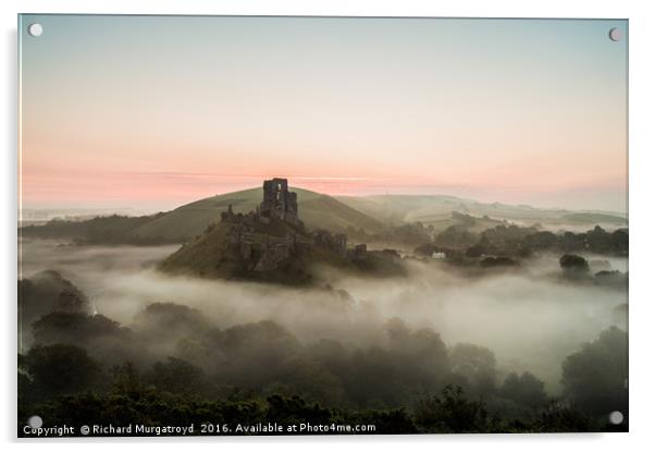 Corfe Castle in the mist Acrylic by Richard Murgatroyd