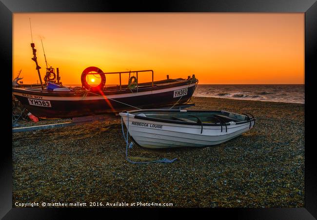Sunset Off Cley Beach North Norfolk Framed Print by matthew  mallett