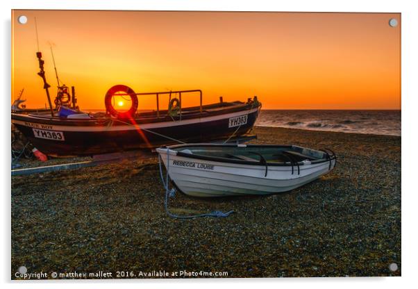 Sunset Off Cley Beach North Norfolk Acrylic by matthew  mallett