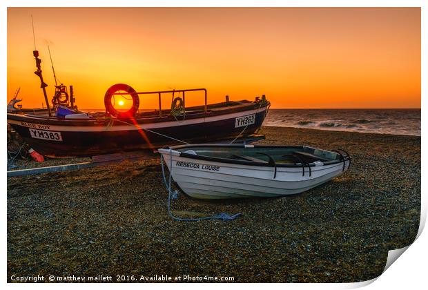 Sunset Off Cley Beach North Norfolk Print by matthew  mallett