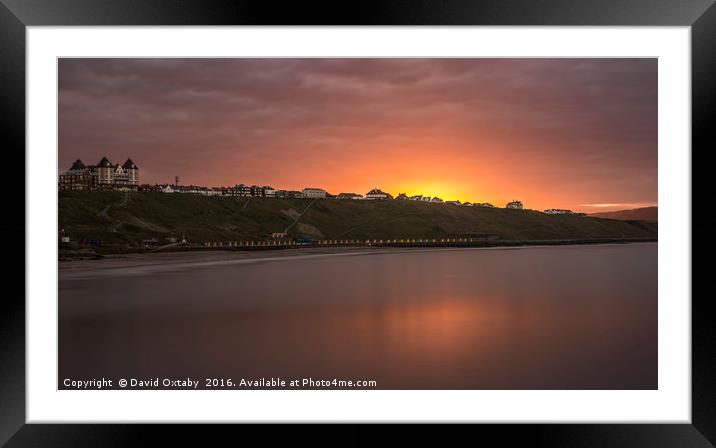 Sun setting over Whitby Seafront Framed Mounted Print by David Oxtaby  ARPS