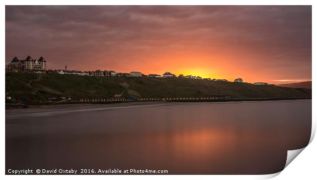 Sun setting over Whitby Seafront Print by David Oxtaby  ARPS
