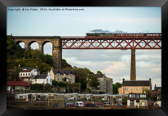 The Flying Scotsman Crossing the Forth Rail Bridge Framed Print by Ian Potter