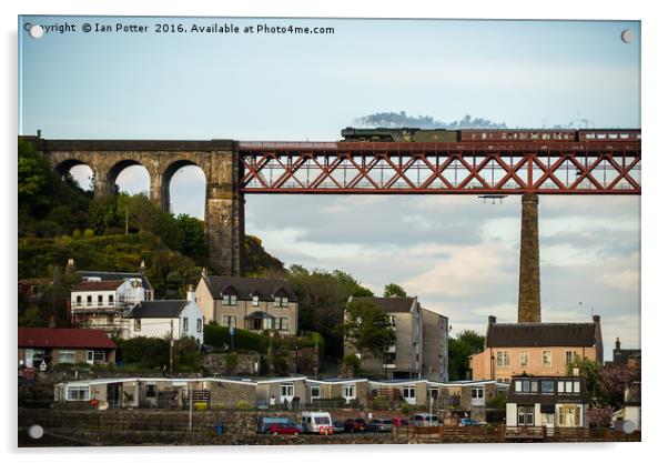 The Flying Scotsman Crossing the Forth Rail Bridge Acrylic by Ian Potter