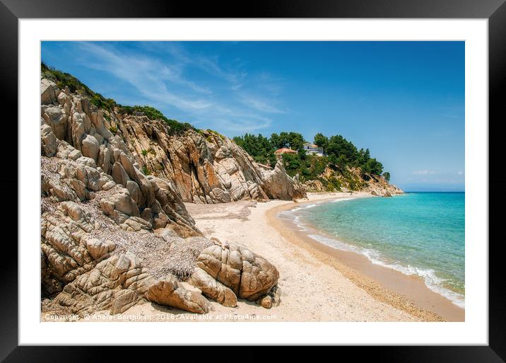 Wild beach in Vourvourou, Sithonia, Greece Framed Mounted Print by Andrei Bortnikau