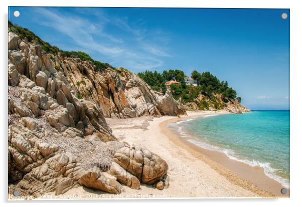 Wild beach in Vourvourou, Sithonia, Greece Acrylic by Andrei Bortnikau