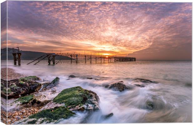 Totland Pier Sunset Canvas Print by Wight Landscapes