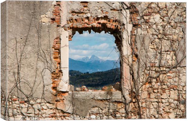 Window Frame Towards The Mountains Canvas Print by Fabrizio Malisan