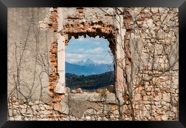 Window Frame Towards The Mountains Framed Print by Fabrizio Malisan