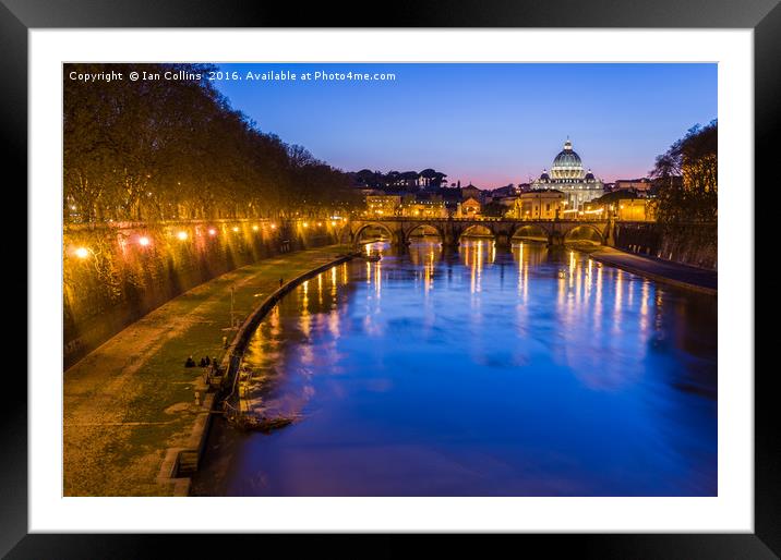 Sunset on the River, Rome Framed Mounted Print by Ian Collins