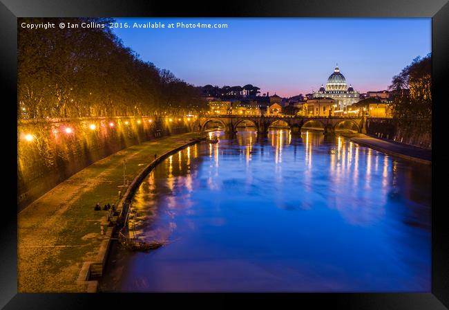 Sunset on the River, Rome Framed Print by Ian Collins