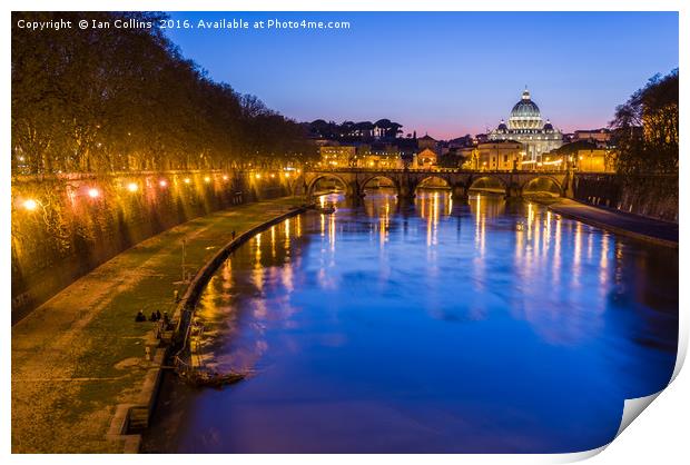Sunset on the River, Rome Print by Ian Collins