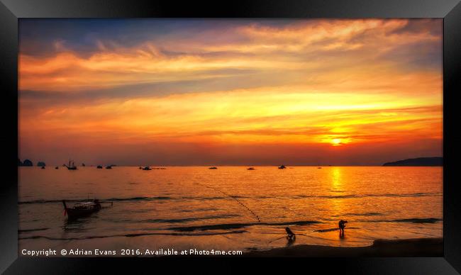 Bay Sunset Framed Print by Adrian Evans