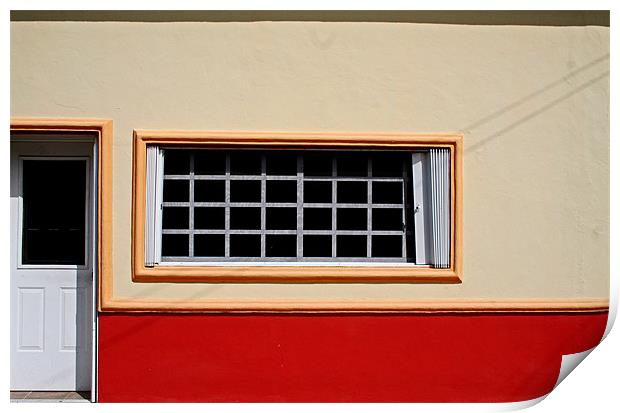 House Front with Red Stripe Print by Tania Bloomfield