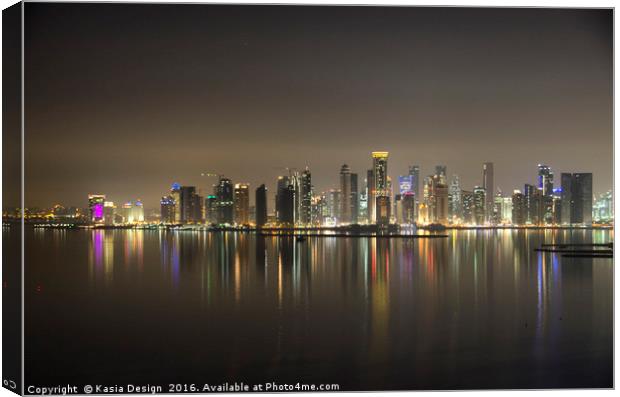Evening Reflections of Downtown Doha Canvas Print by Kasia Design