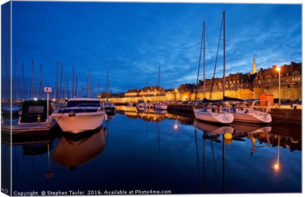 St Malo at night Canvas Print by Stephen Taylor