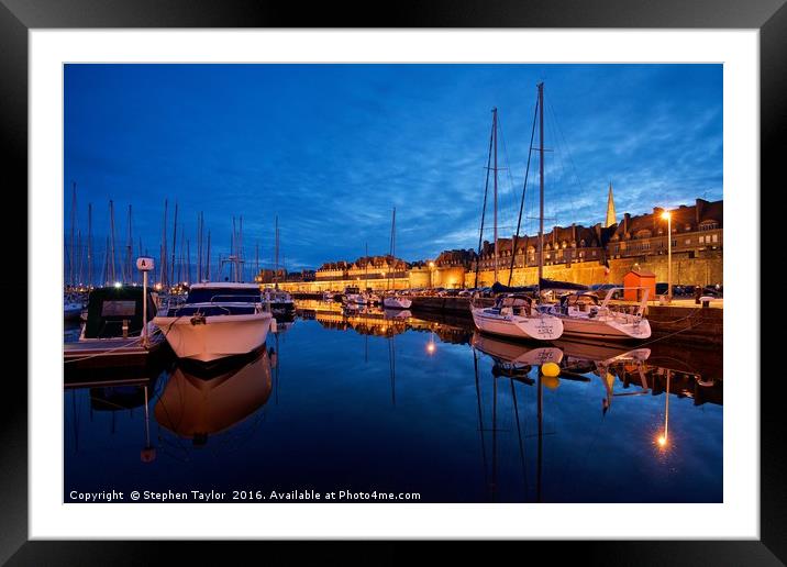 St Malo at night Framed Mounted Print by Stephen Taylor