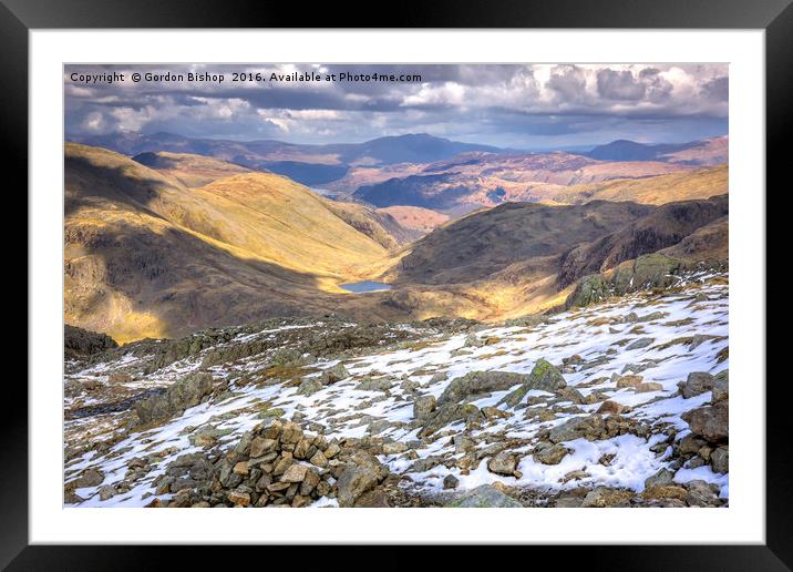 view from Scarfell Pike Framed Mounted Print by Gordon Bishop