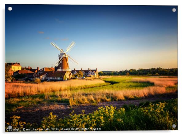 Cley Windmill North Norfolk Acrylic by matthew  mallett