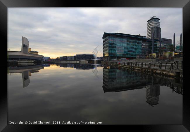 Salford Quays Reflection  Framed Print by David Chennell