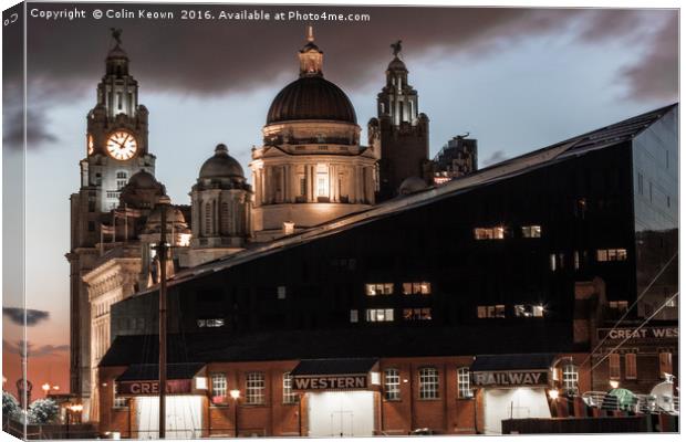 Liver Buildings from the Albert Dock Canvas Print by Colin Keown