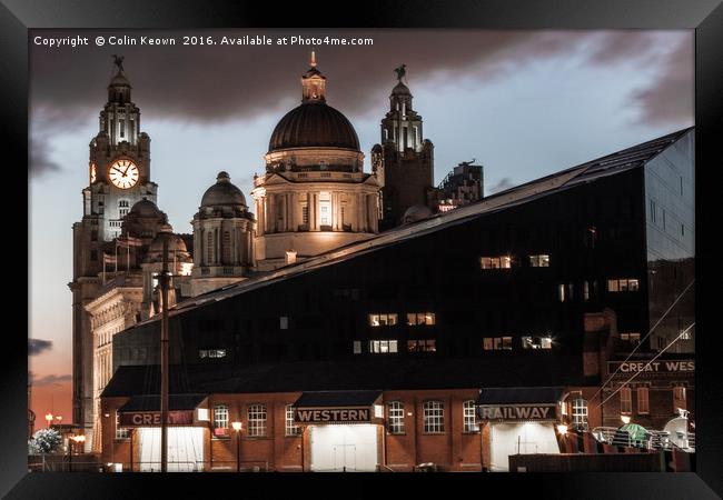 Liver Buildings from the Albert Dock Framed Print by Colin Keown