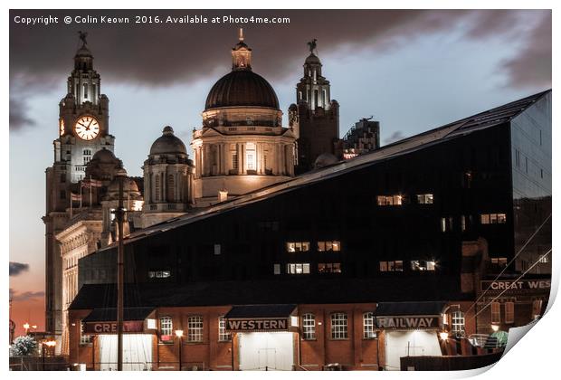 Liver Buildings from the Albert Dock Print by Colin Keown
