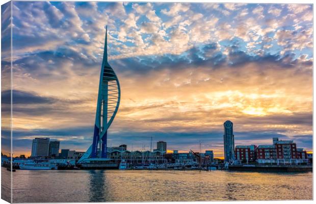Sunrise At The Spinnaker Tower Portsmouth Canvas Print by Wight Landscapes