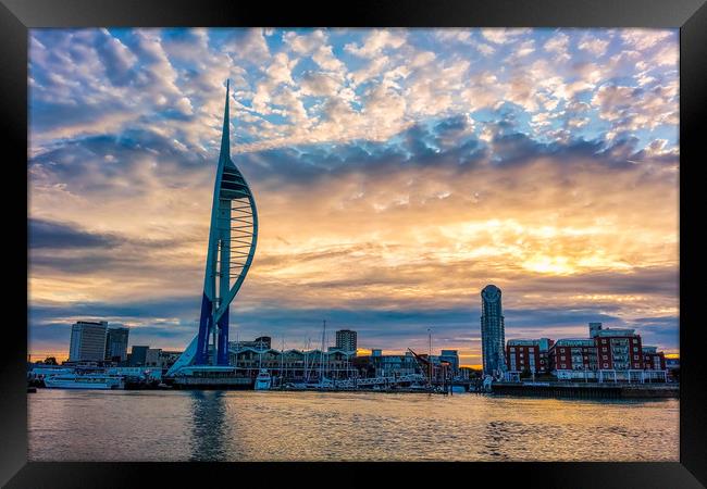 Sunrise At The Spinnaker Tower Portsmouth Framed Print by Wight Landscapes