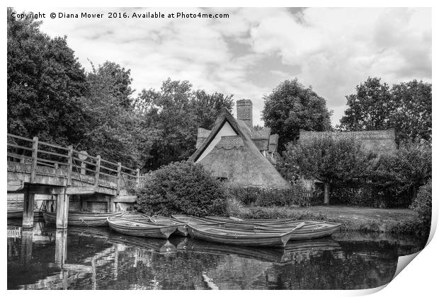 Row boats at Flatford Print by Diana Mower