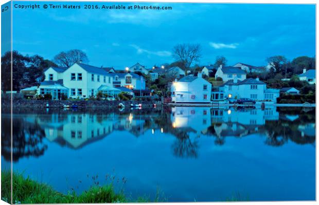 The Lights Come On In Mylor Bridge Canvas Print by Terri Waters
