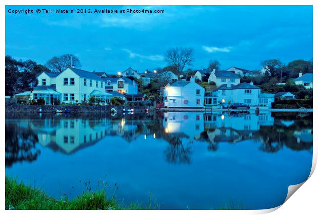 The Lights Come On In Mylor Bridge Print by Terri Waters