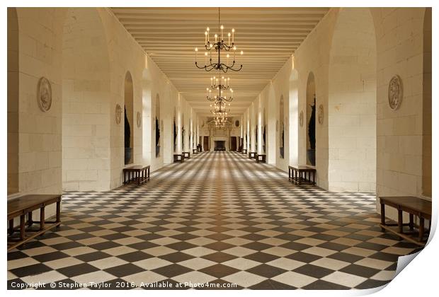 Inside the great grand Chateau de Chenonceau Print by Stephen Taylor