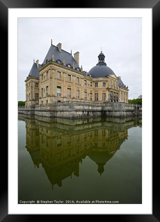 Chateau Vaux Le Vicomte reflections Framed Mounted Print by Stephen Taylor