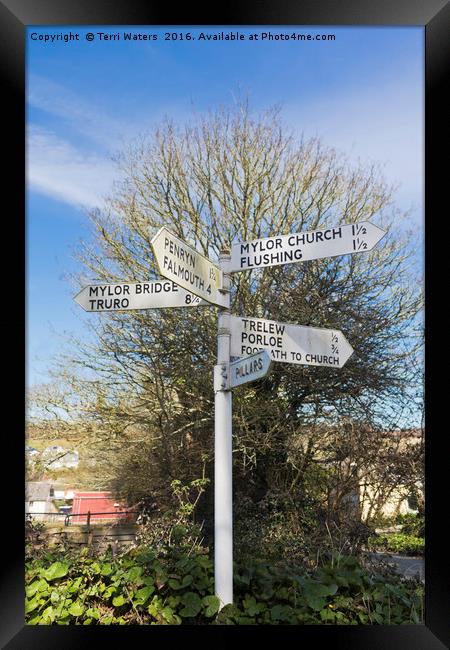 Mylor Signpost Framed Print by Terri Waters