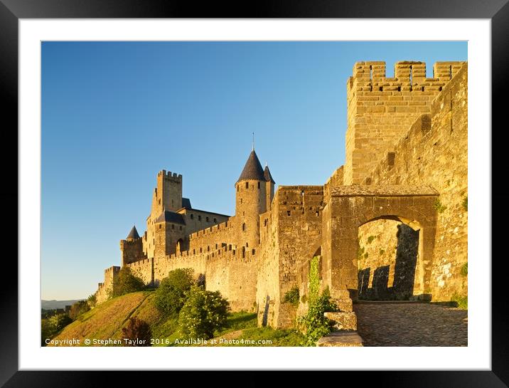 Carcassonne city walls Framed Mounted Print by Stephen Taylor