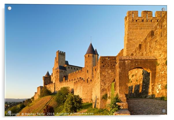 The city of Carcassonne Acrylic by Stephen Taylor