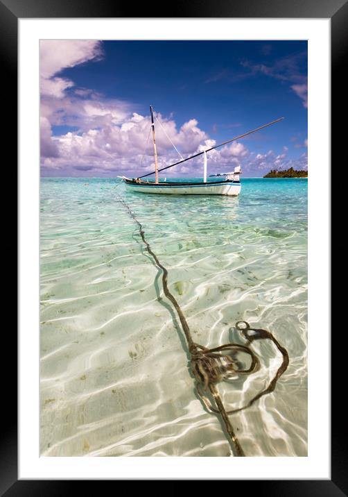 Moored Dhoni. Maldives Framed Mounted Print by Jenny Rainbow